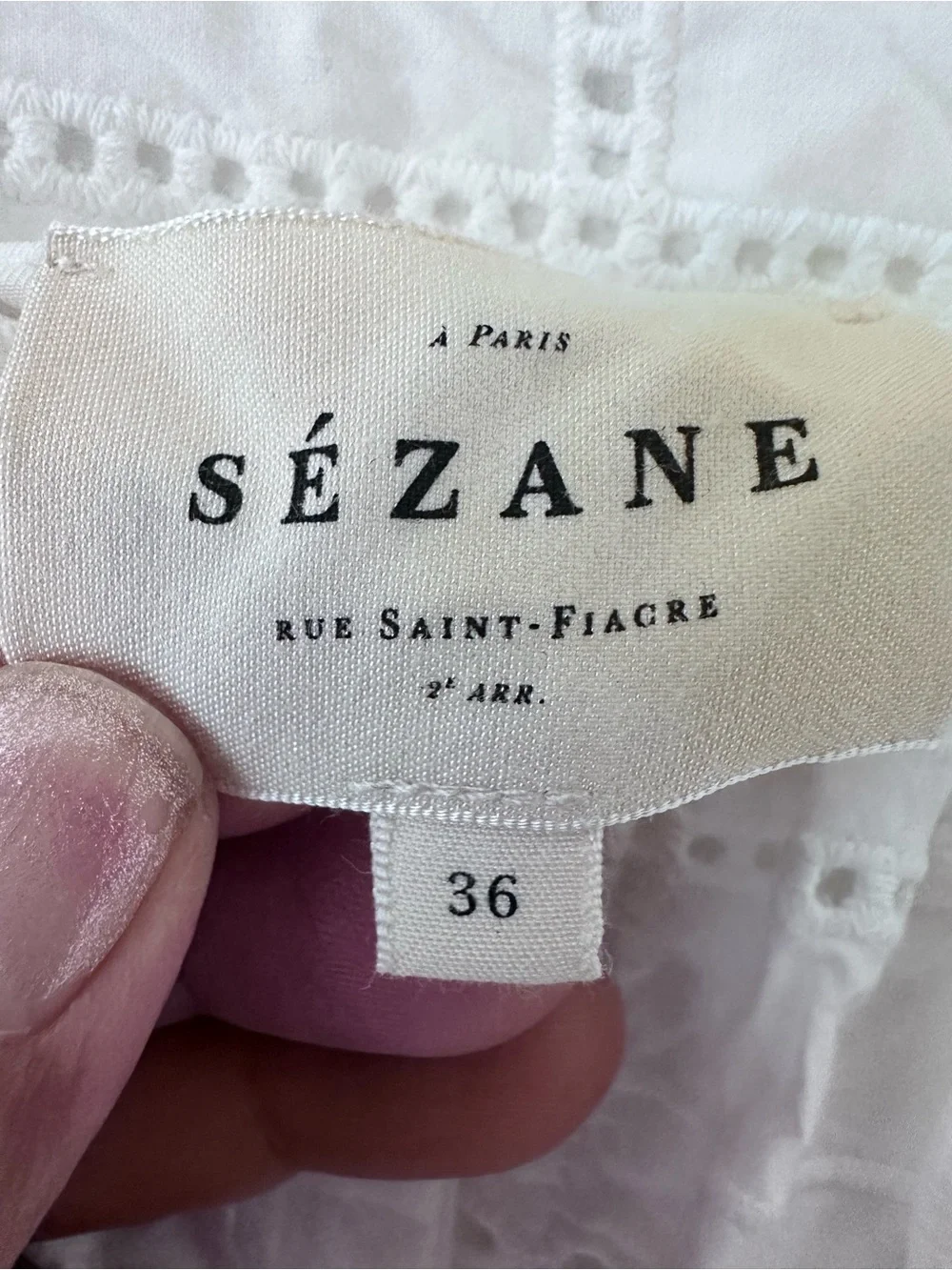Sezane White Eyelet Maxi Skirt with Gathered Waist